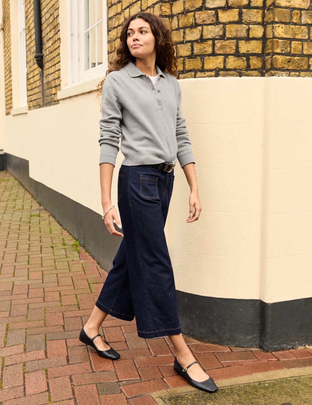 High Waisted Wide Leg Cropped Jeans