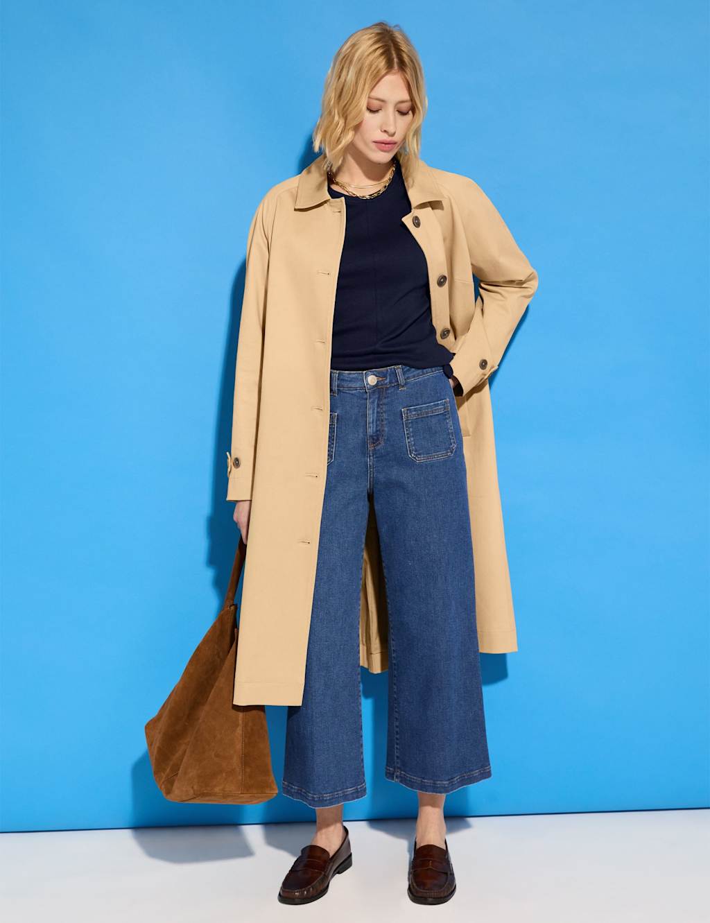 High Waisted Wide Leg Cropped Jeans
