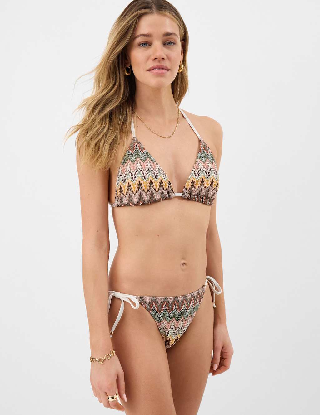 Accessorize Women's Stitched Halterneck Triangle Bikini Top - 20 - Neutral - Available at M&S