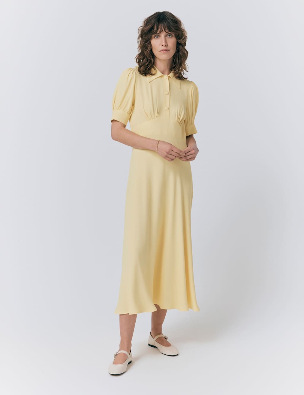 Satin Collared Midi Tea Dress