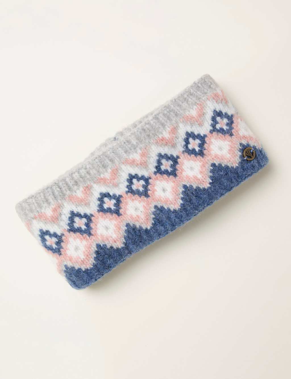 FatFace Colour Block Knitted Headband Grey Mix