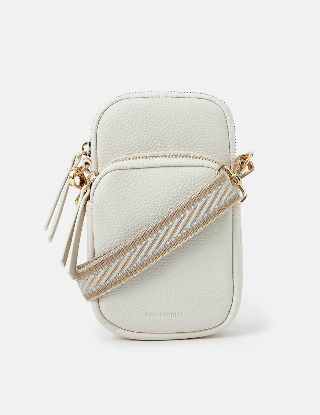 ACCESSORIZE Textured Cross Body Phone Bag Cream