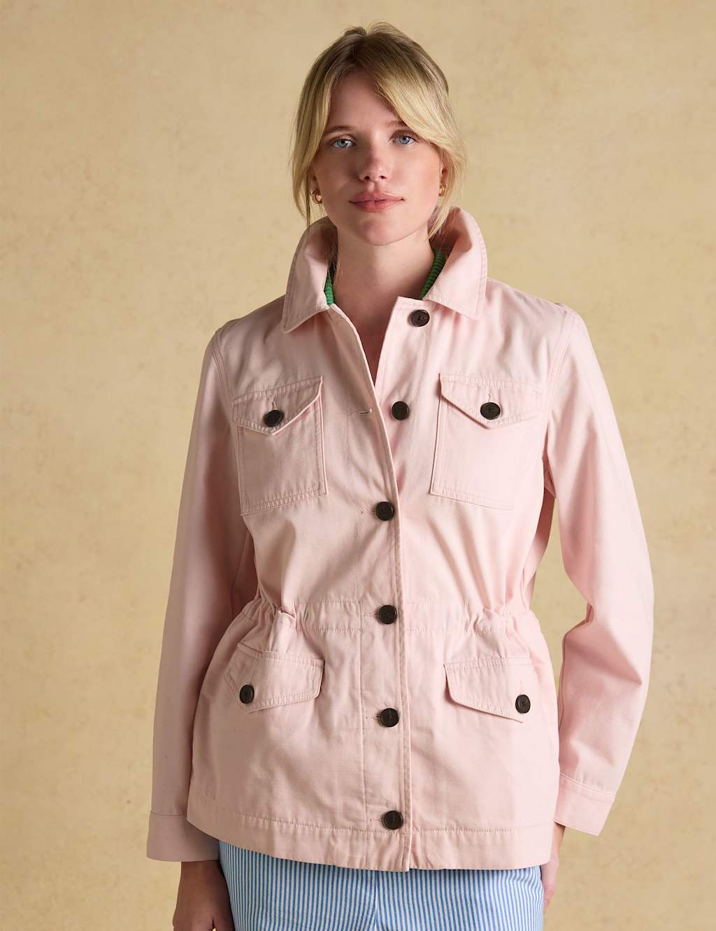 Joules Women's Pure Cotton Lightweight Collared Utility Jacket - 20 - Pink - Available at M&S