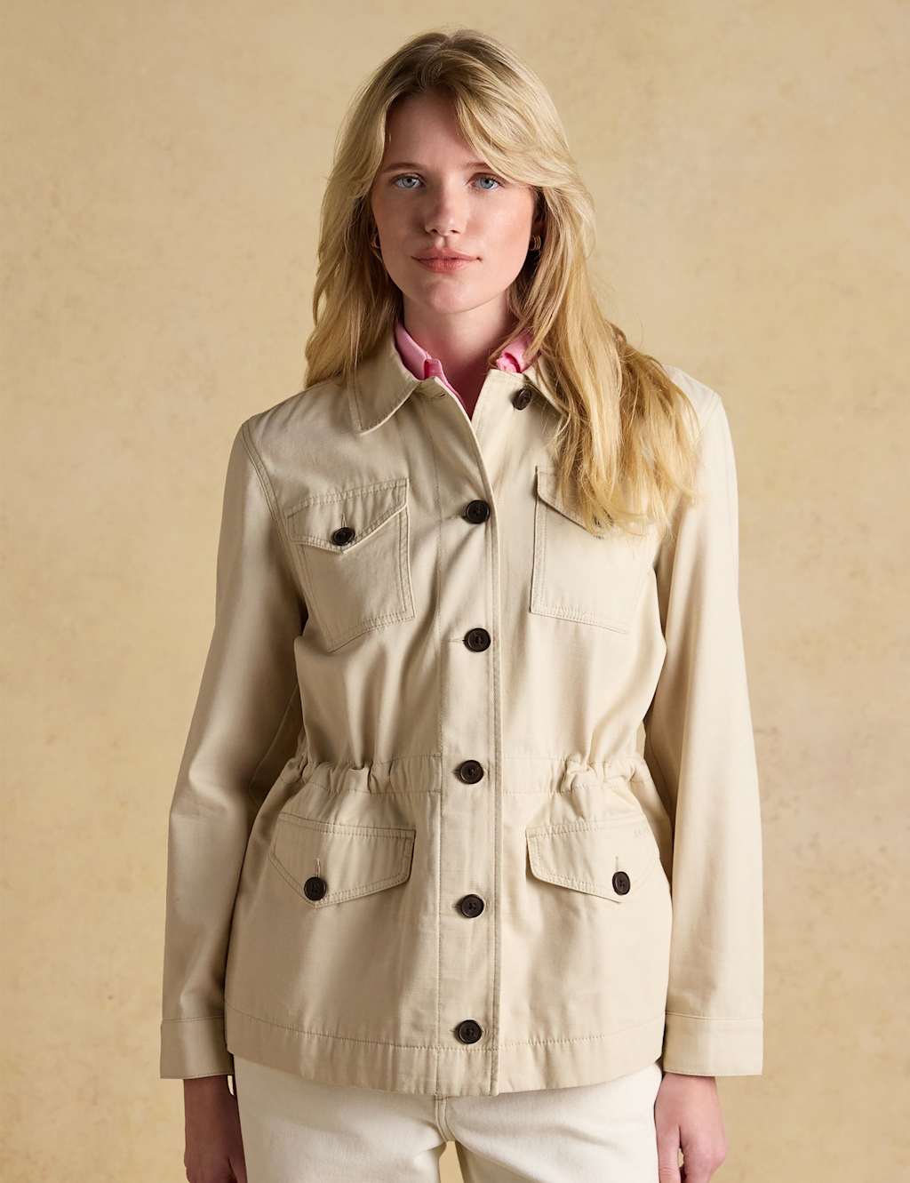 Joules Women's Pure Cotton Lightweight Collared Utility Jacket - 20 - Neutral - Available at M&S