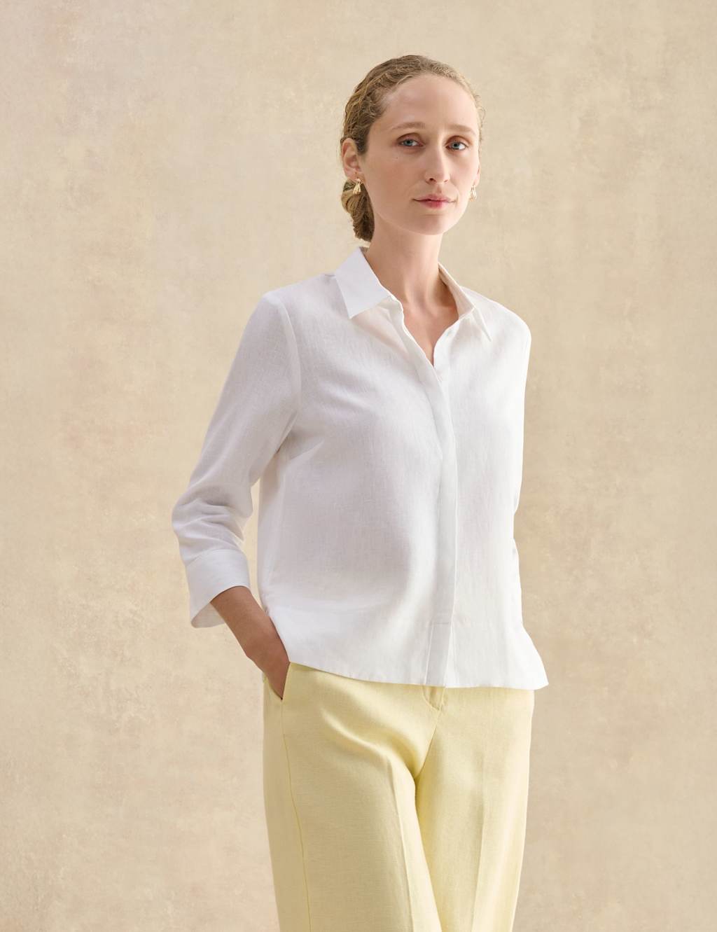 Hobbs Women's Pure Linen Collared Blouse - 18 - White - Available at M&S