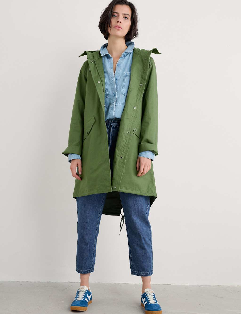 Seasalt Cornwall Women's Linen Rich Waterproof Hooded Longline Coat - 16 - Green - Available at M&S