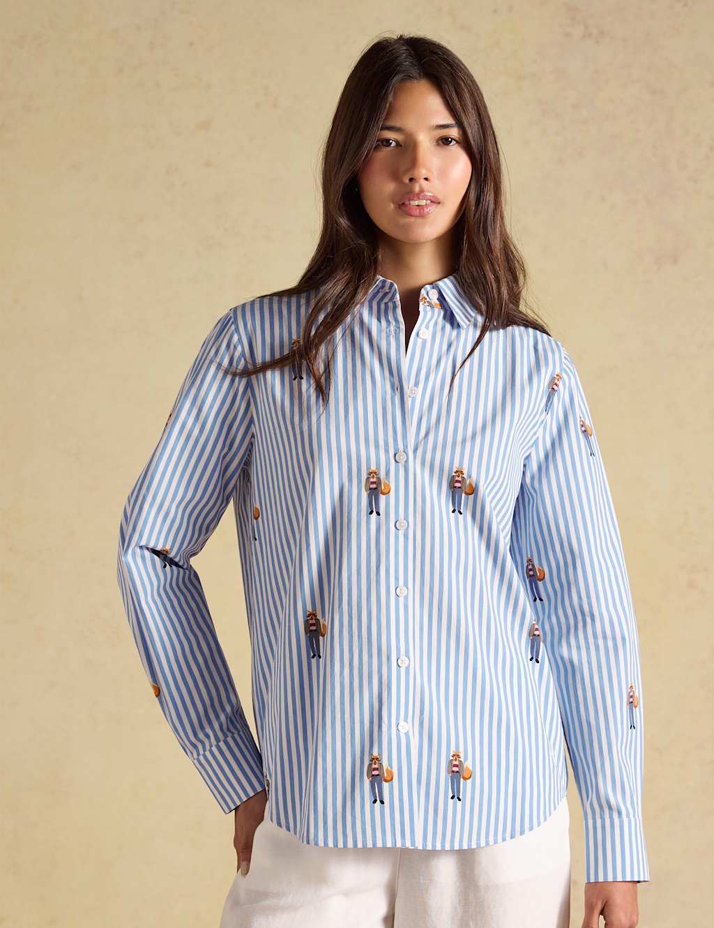 Joules Women's Pure Cotton Striped Shirt - 6 - Blue Mix - Available at M&S