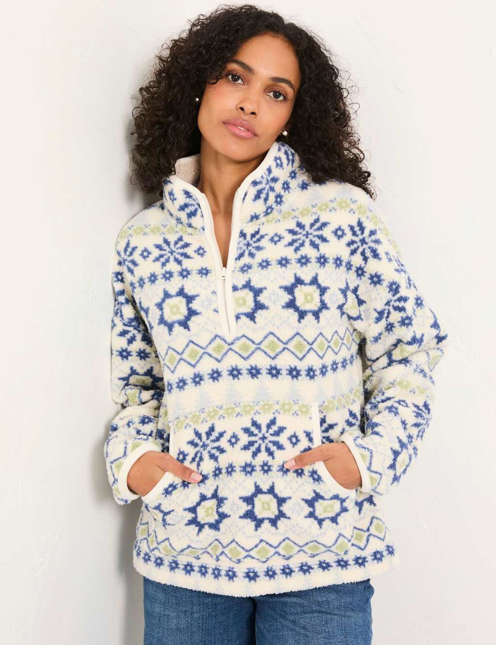 FatFace Fair Isle Pyjama Top Ivory Mix