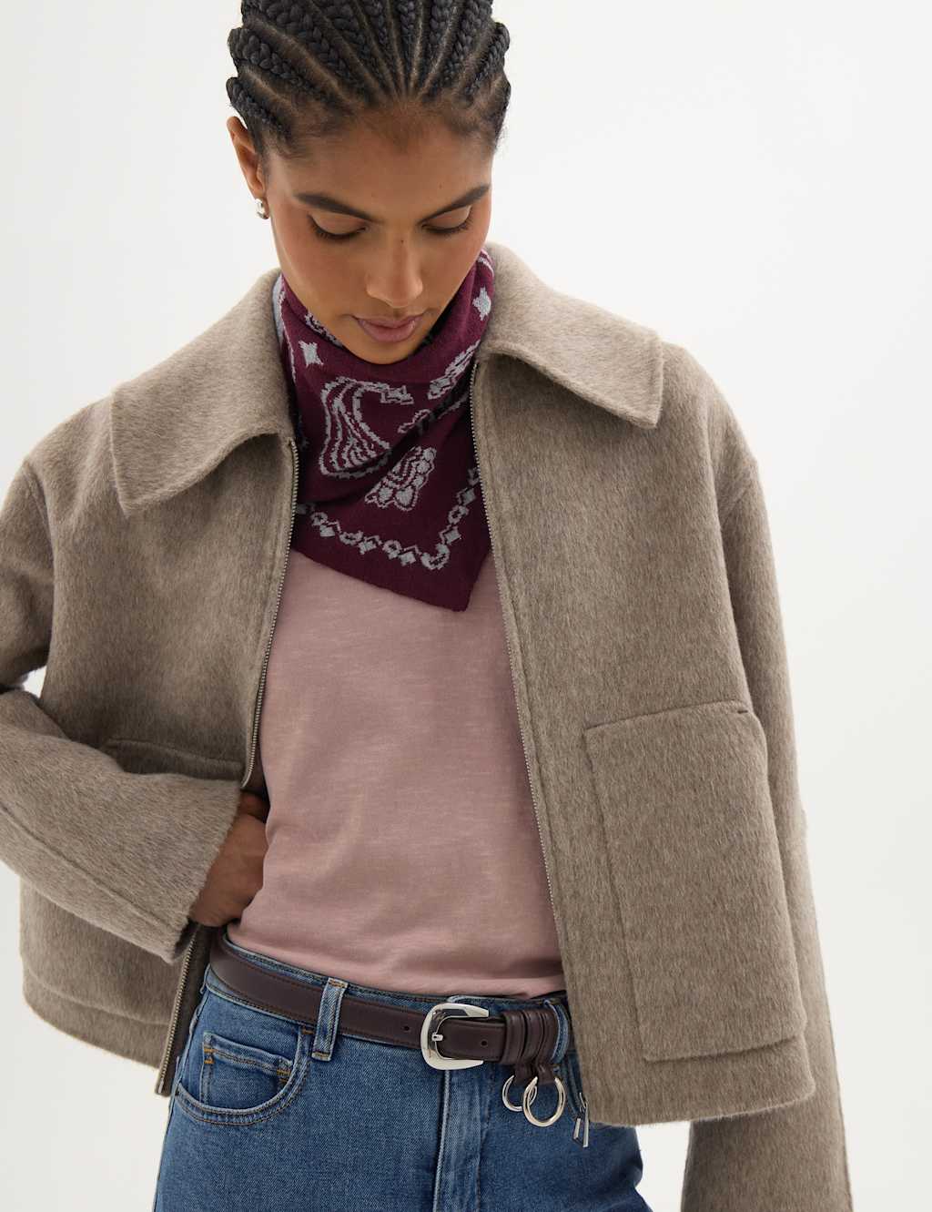 Hush Women's Double Faced Pure Wool Collared Short Jacket - Small-Medium - Oatmeal - Available at M&S