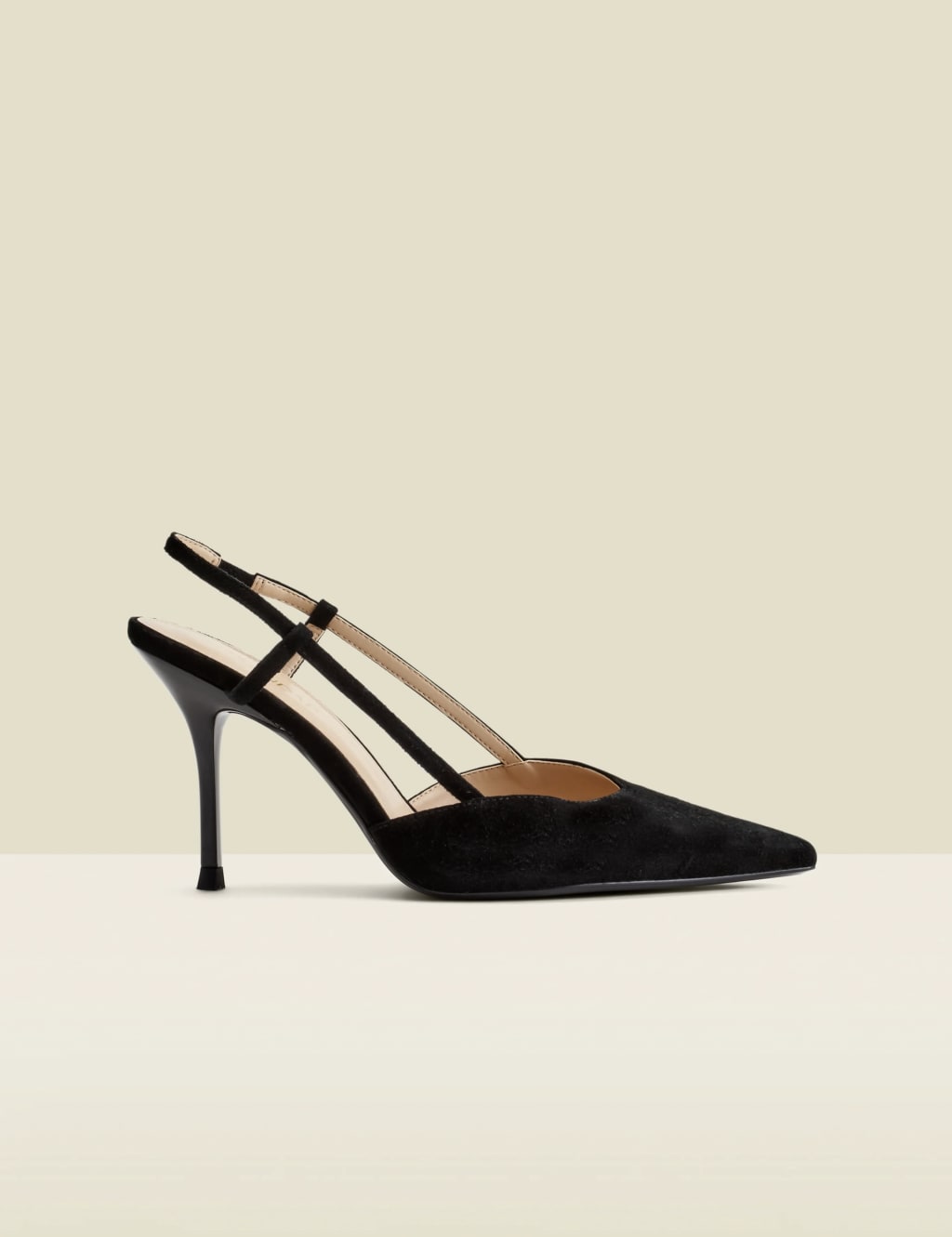 Leather Metallic Stiletto Heel Slingback Shoes