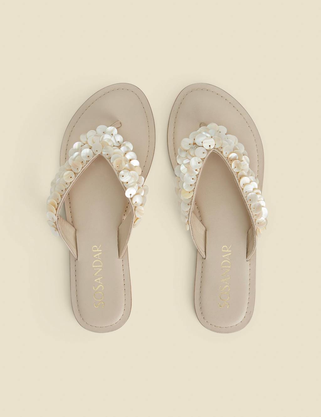 Leather Shell Flat Flip Flops