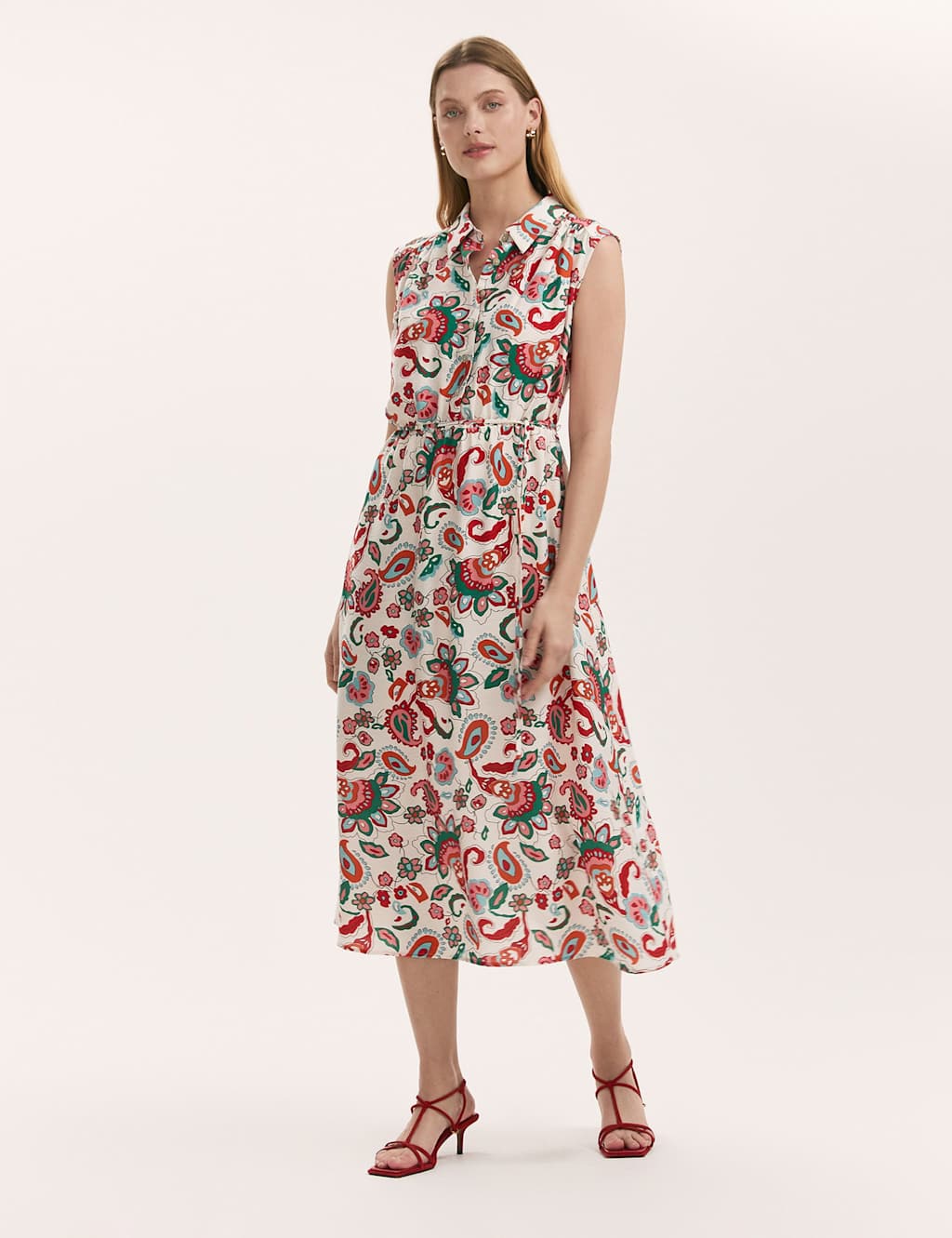 Finery London Women's Floral Midi Shirt Dress - 10 - Ivory Mix - Available at M&S