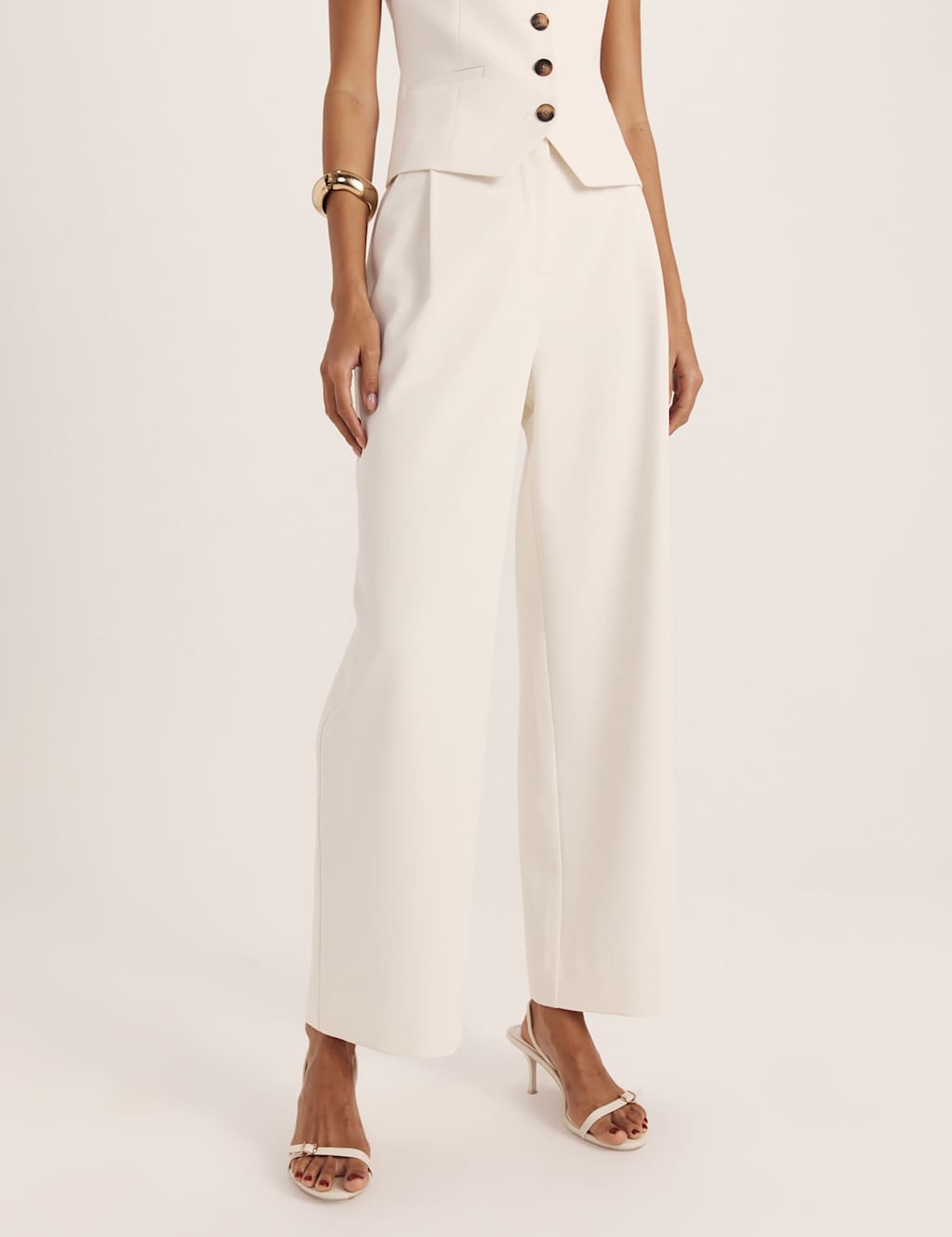 Saba Women's High Waist Straight Leg Trousers - 8 - White - Available at M&S