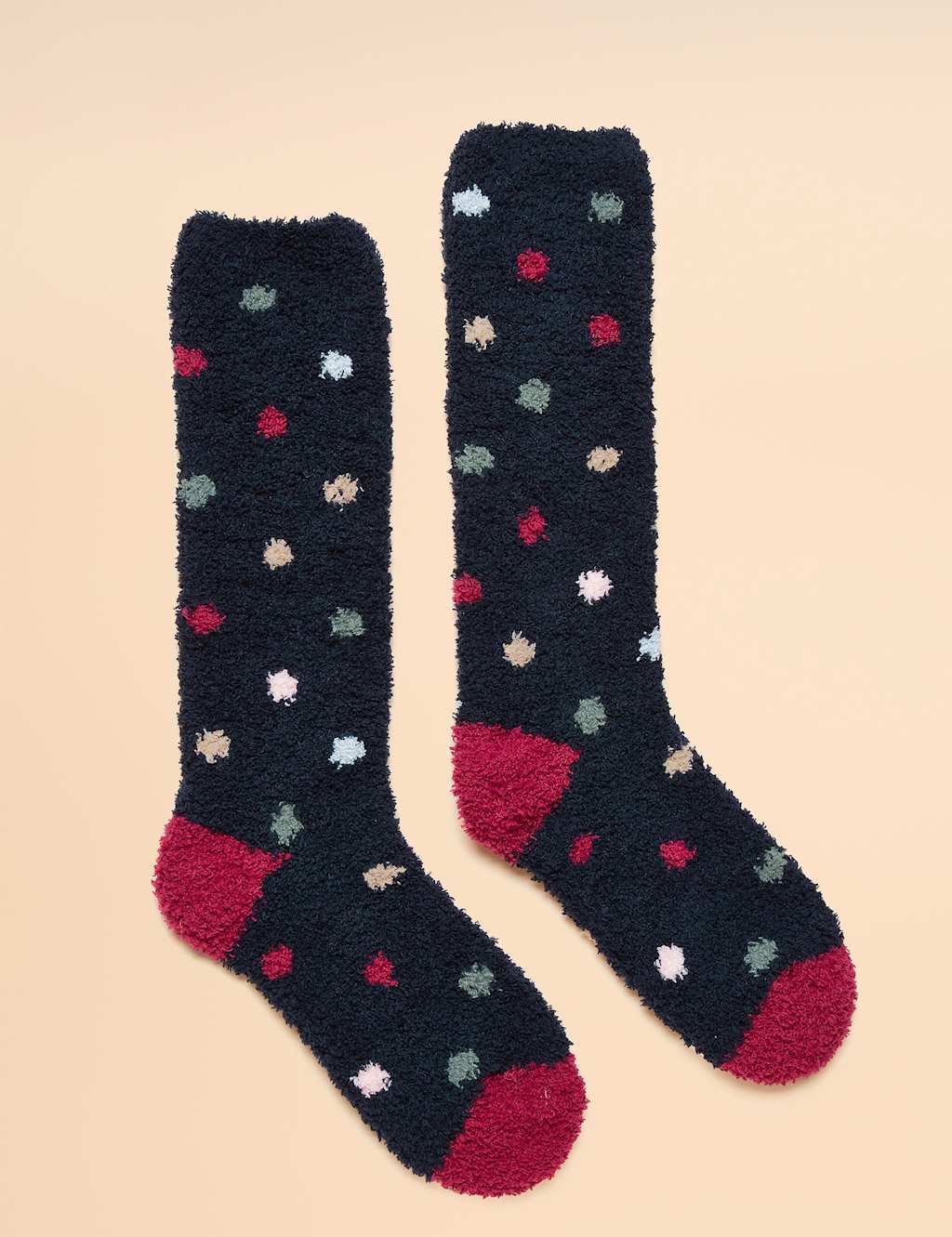 Joules Striped Penguin Fluffy Socks Navy Mix