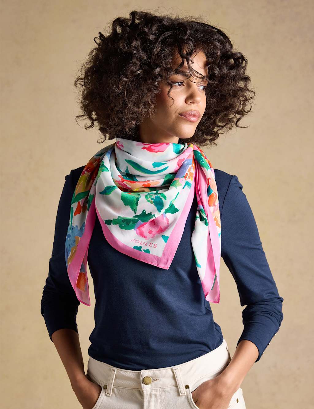 Joules Women's Floral Square Scarf - Multi - Available at M&S