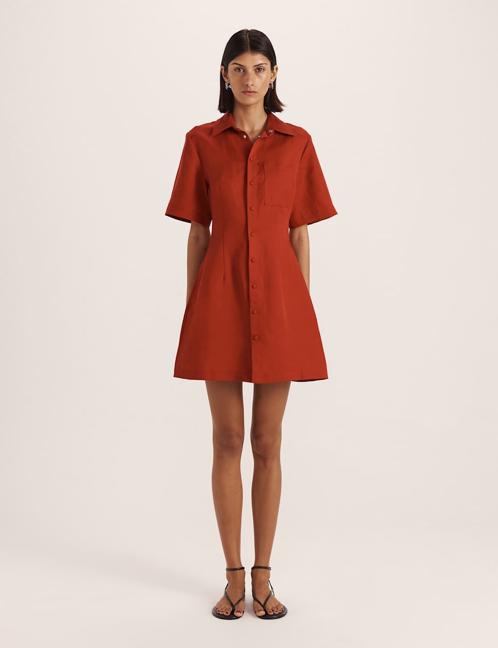 Saba Women's Linen Blend Mini Shirt Dress - 10 - Red - Available at M&S