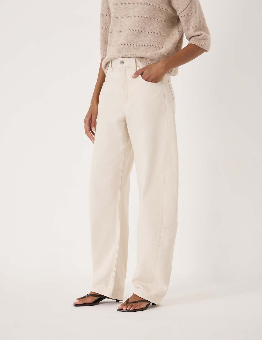 Hush Women's Carrot Leg Turn Up Jeans - 12 - Ecru - Available at M&S