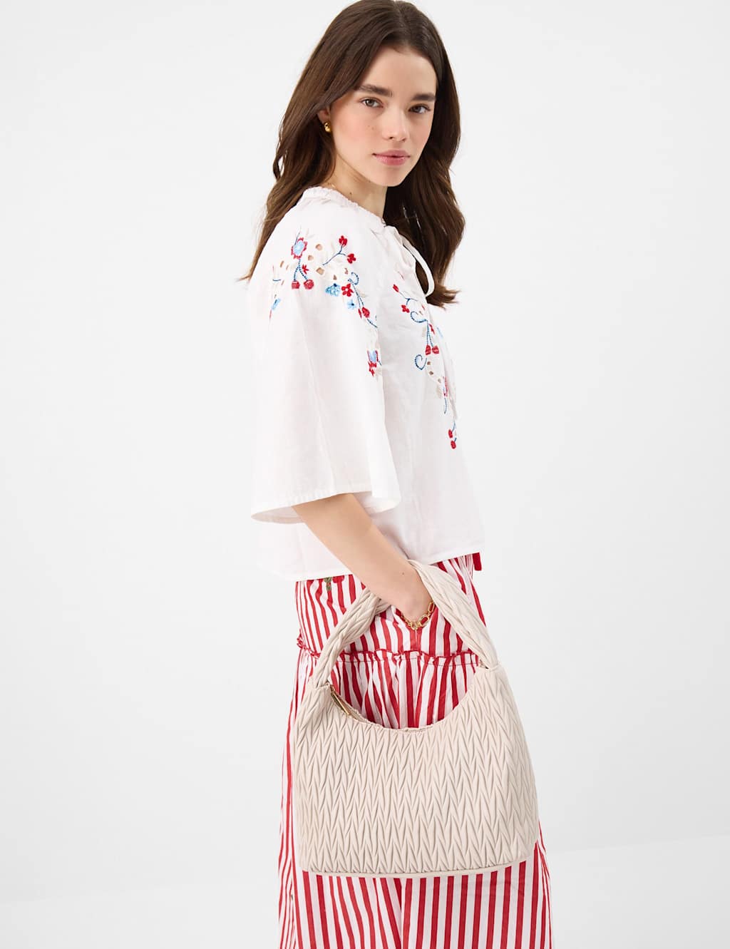 Accessorize Women's Faux Leather Quilted Grab Bag - Cream - Available at M&S