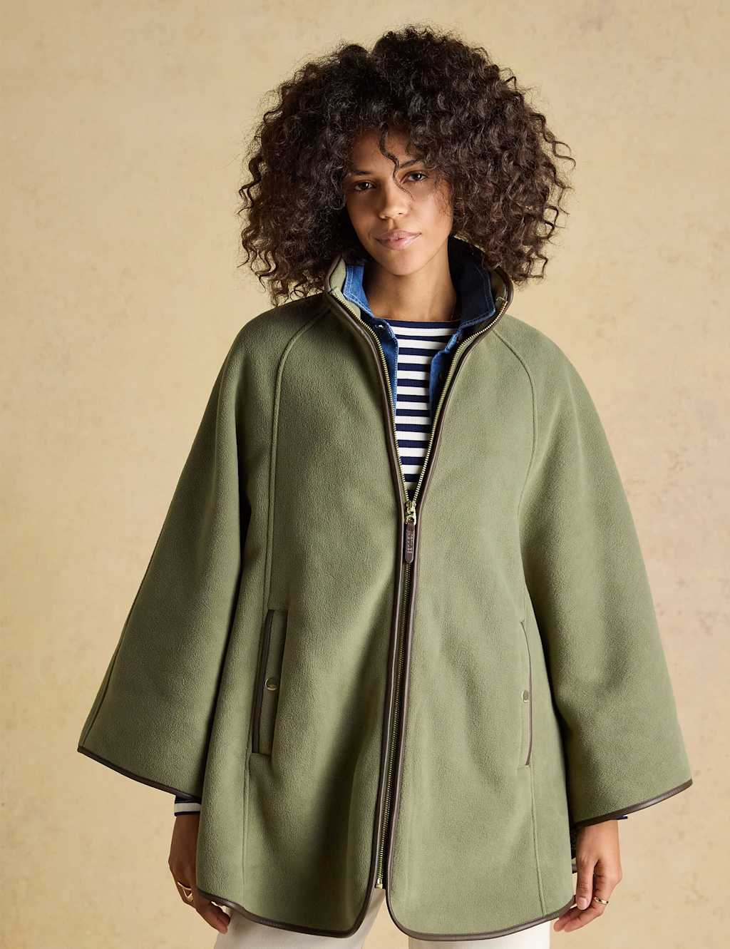 Joules Women's Fleece Cape Jacket - Medium-Large - Green - Available at M&S