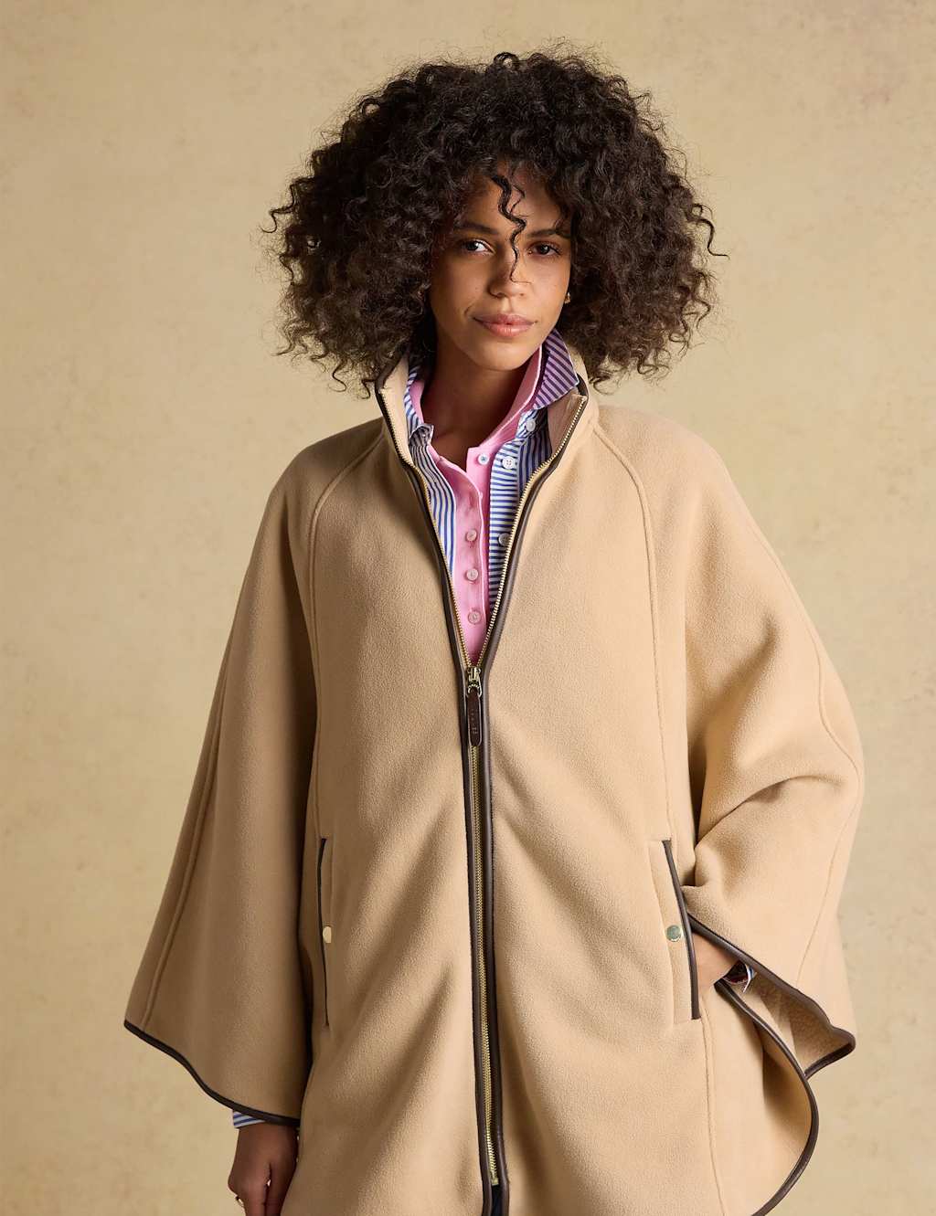 Joules Women's Fleece Cape Jacket - Medium-Large - Cream - Available at M&S