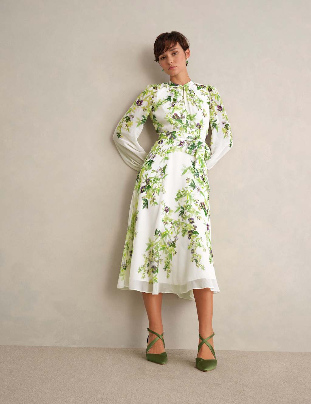 Hobbs Women's Silk Floral Knee Length Shift Dress - 16 - White Mix - Available at M&S
