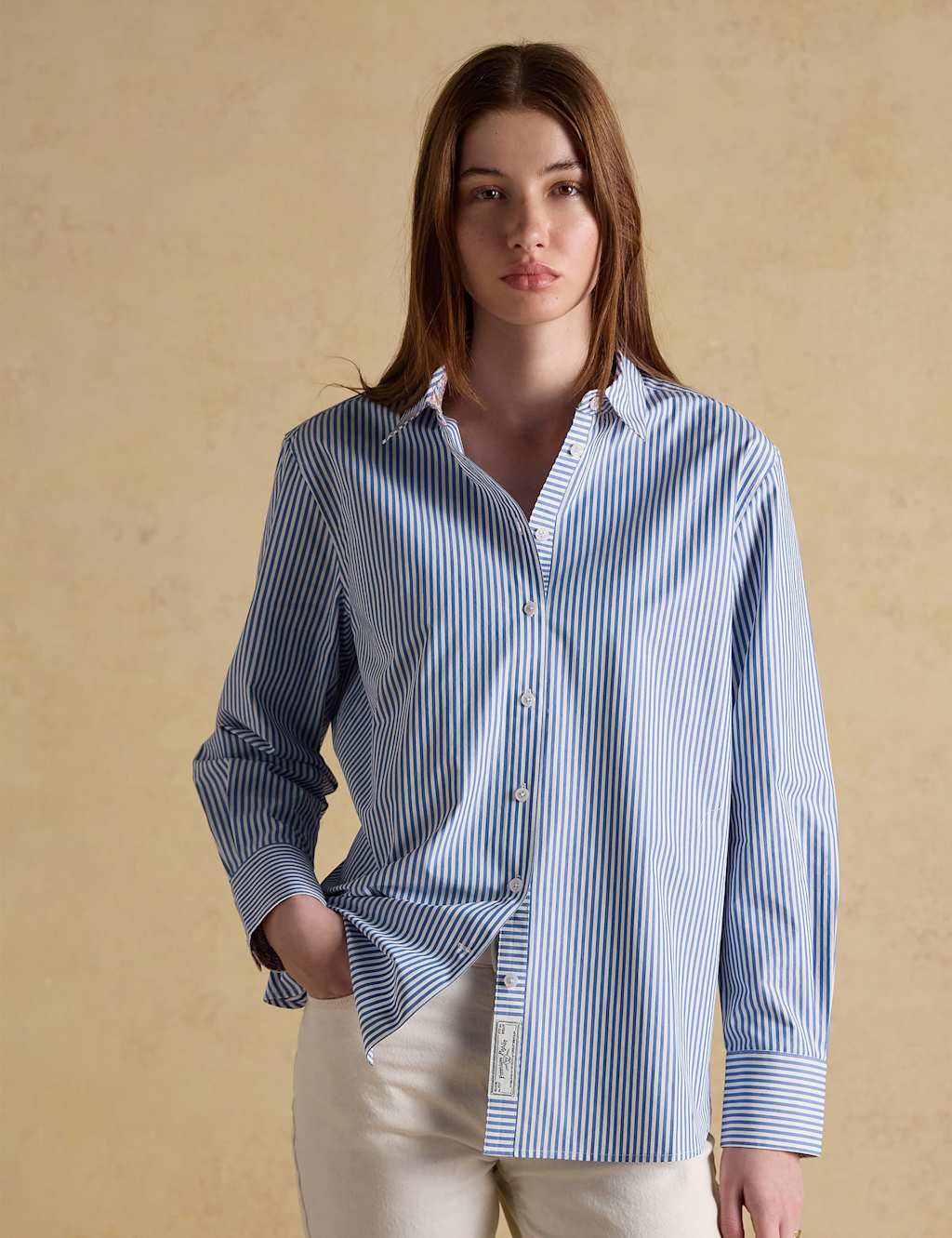 Joules Women's Pure Cotton Striped Collared Shirt - 6 - Blue Mix - Available at M&S
