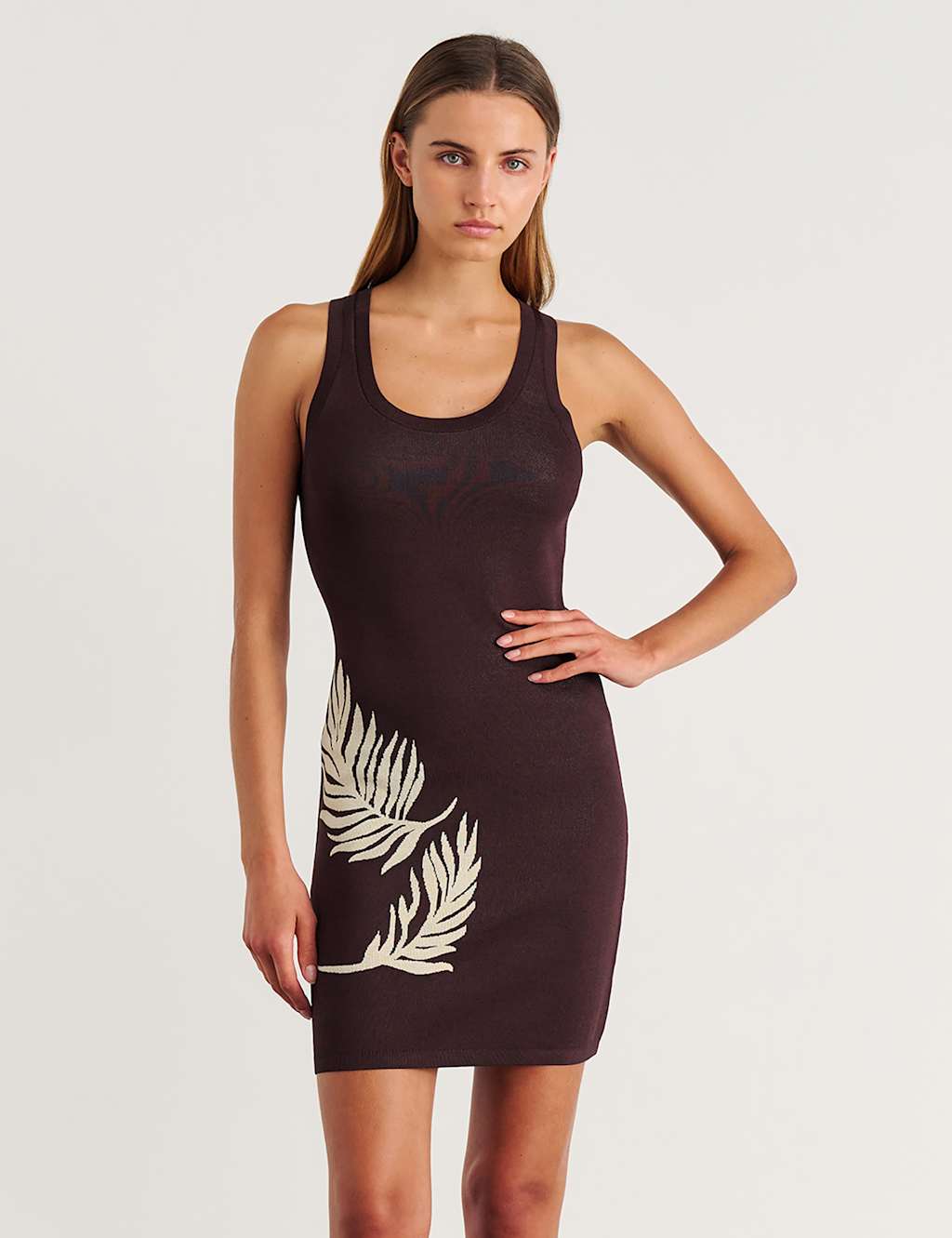 Jag Women's Knitted Printed Scoop Neck Mini Bodycon Dress - 12 - Brown - Available at M&S