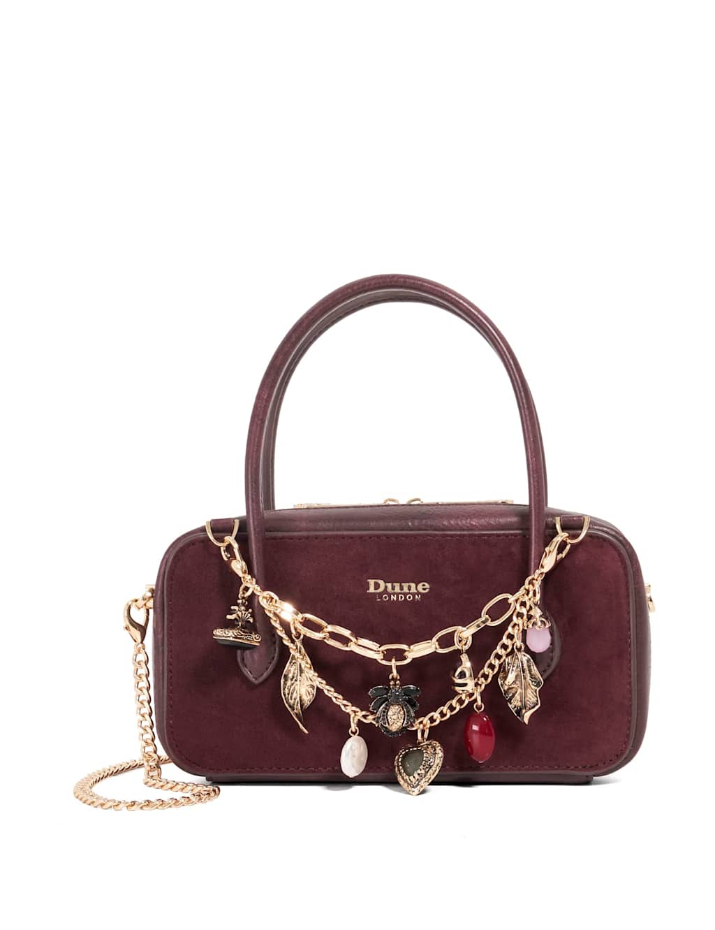 Dune London Metallic Charm Embellished Cross Body Bag Purple