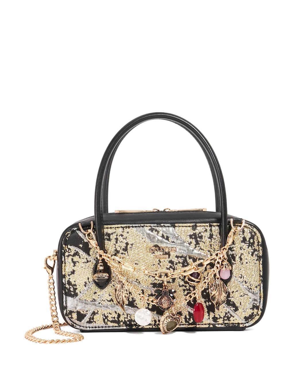 Dune London Metallic Charm Embellished Cross Body Bag Black