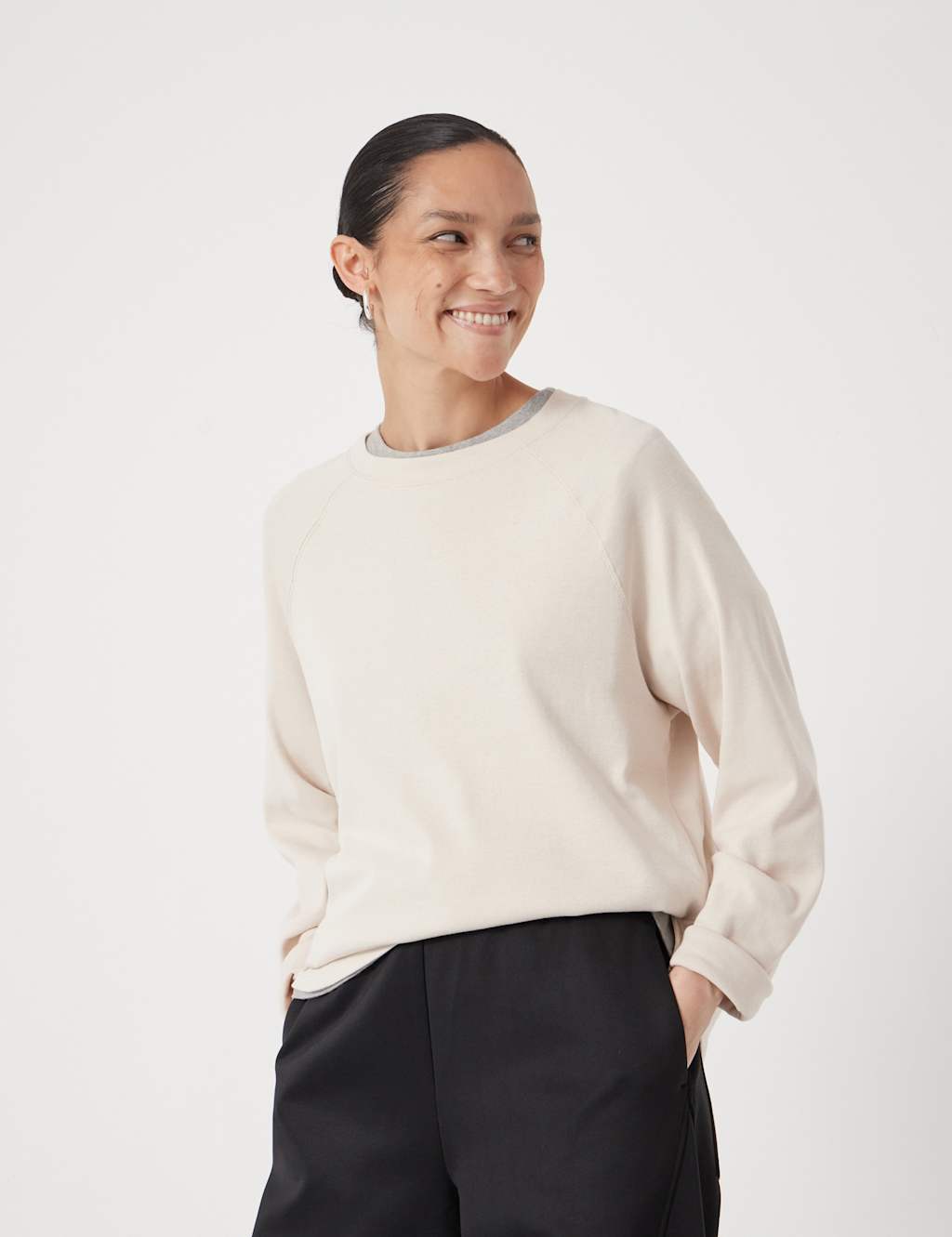 Hush Women's Pure Cotton Sweatshirt - Large-Extra Large - Cream - Available at M&S