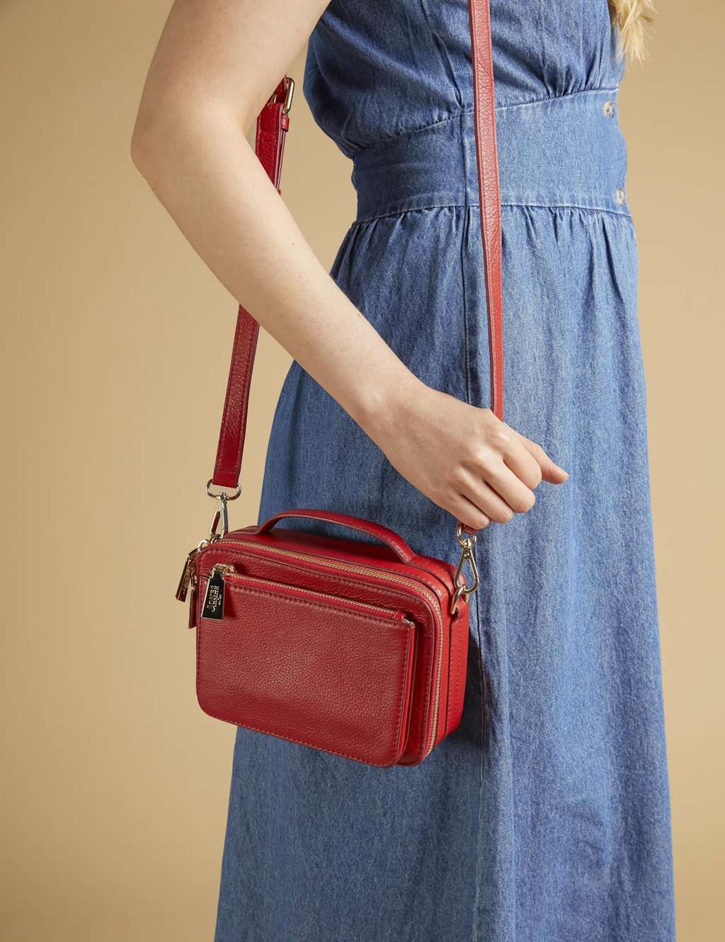 Leather Zip Around Cross Body Bag