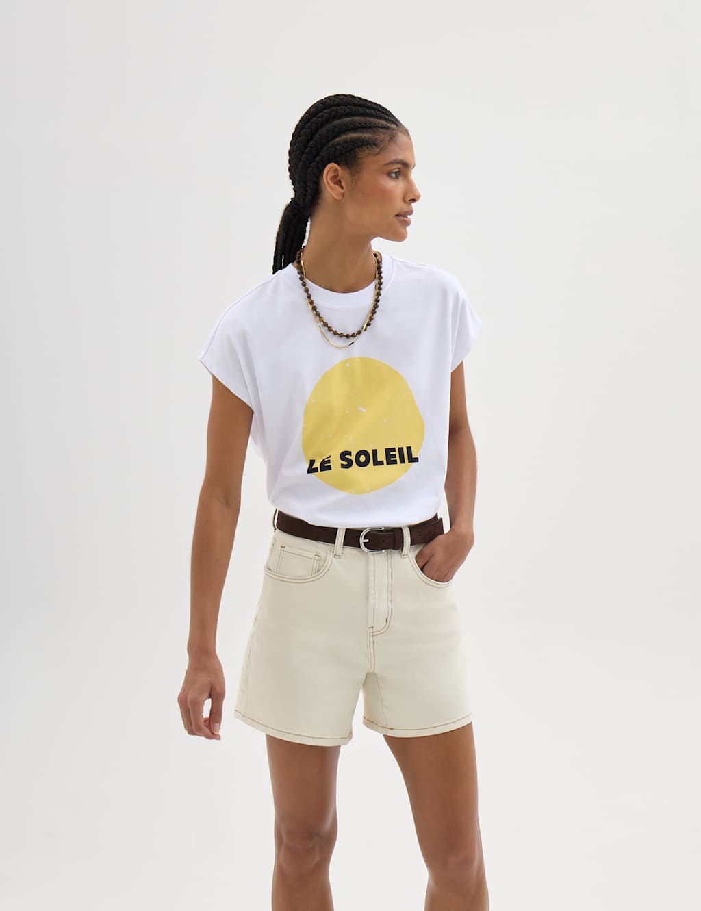 Hush Women's Pure Cotton Sun Graphic T-Shirt - Medium-Large - White Mix - Available at M&S