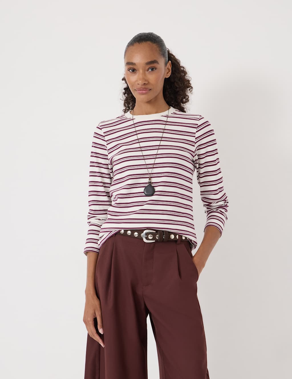 Hush Women's Pure Cotton Striped Top - Small - Red Mix - Available at M&S