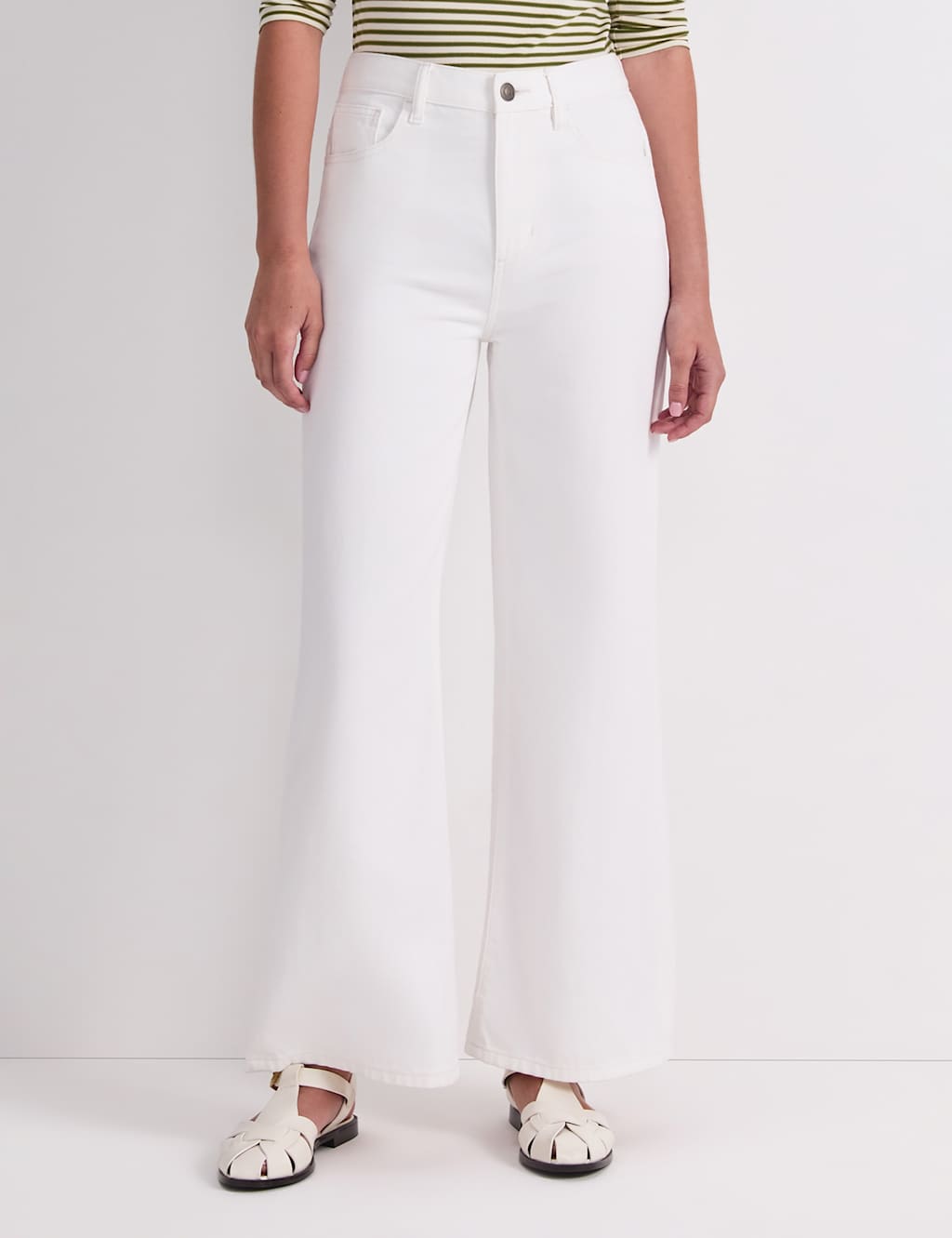 Sportscraft Women's High Waisted Wide Leg Jeans - 10 - White - Available at M&S