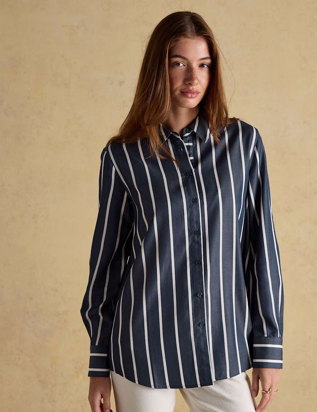 Joules Women's Striped Cuffed Long Sleeve Shirt - 14 - Navy Mix, Navy Mix