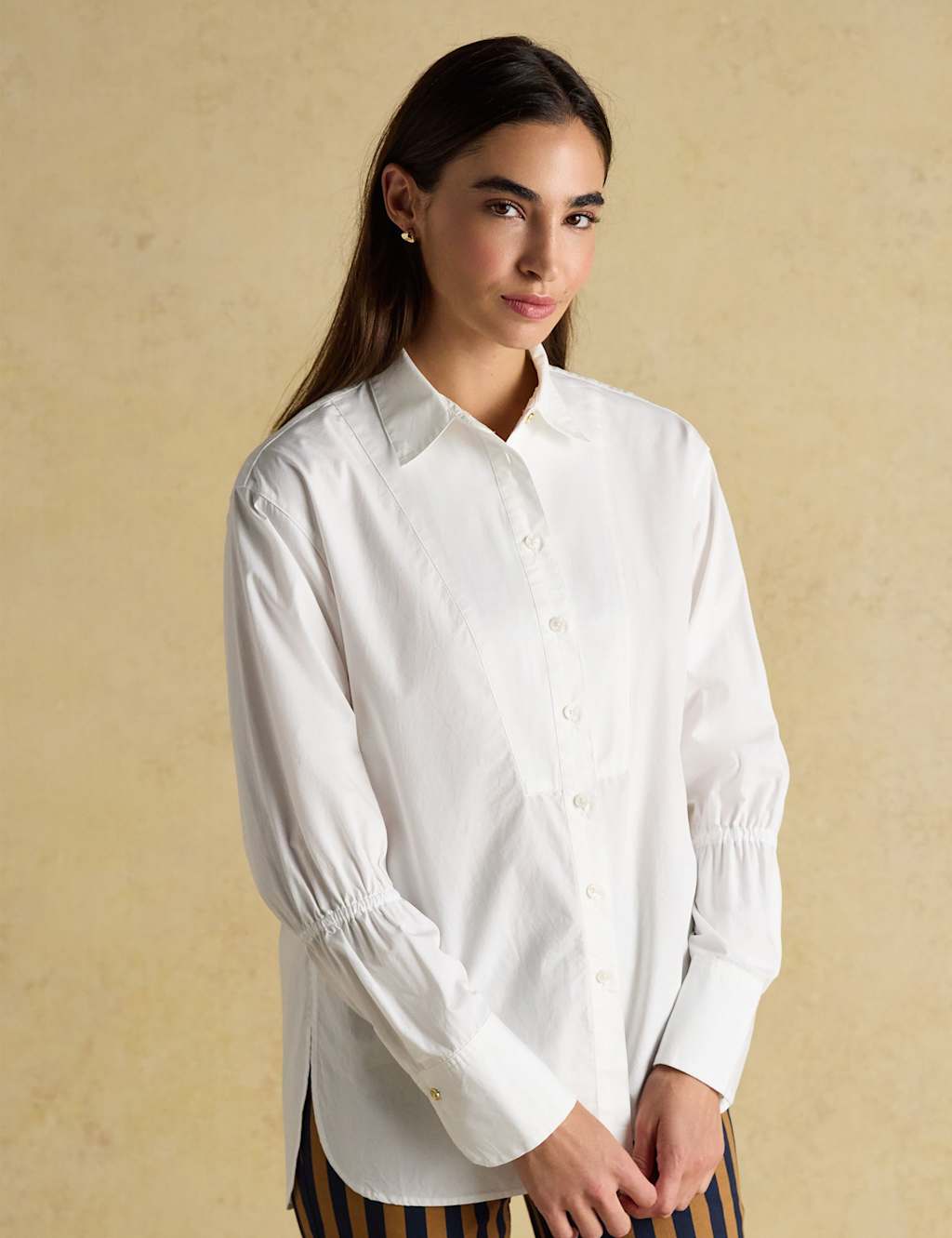 Joules Pure Cotton Elasticated Sleeve Shirt White