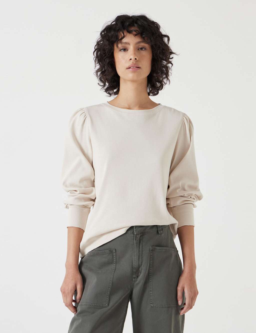 Hush Women's Pure Cotton Puff Sleeve Top - XS-S - Cream - Available at M&S