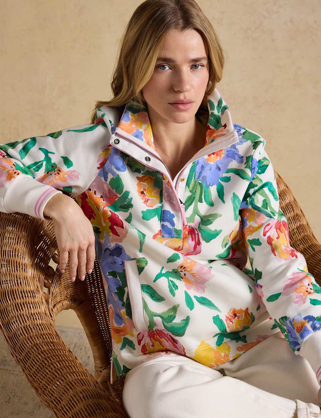 Joules Women's Pure Cotton Floral Sweatshirt - 20 - Multi - Available at M&S