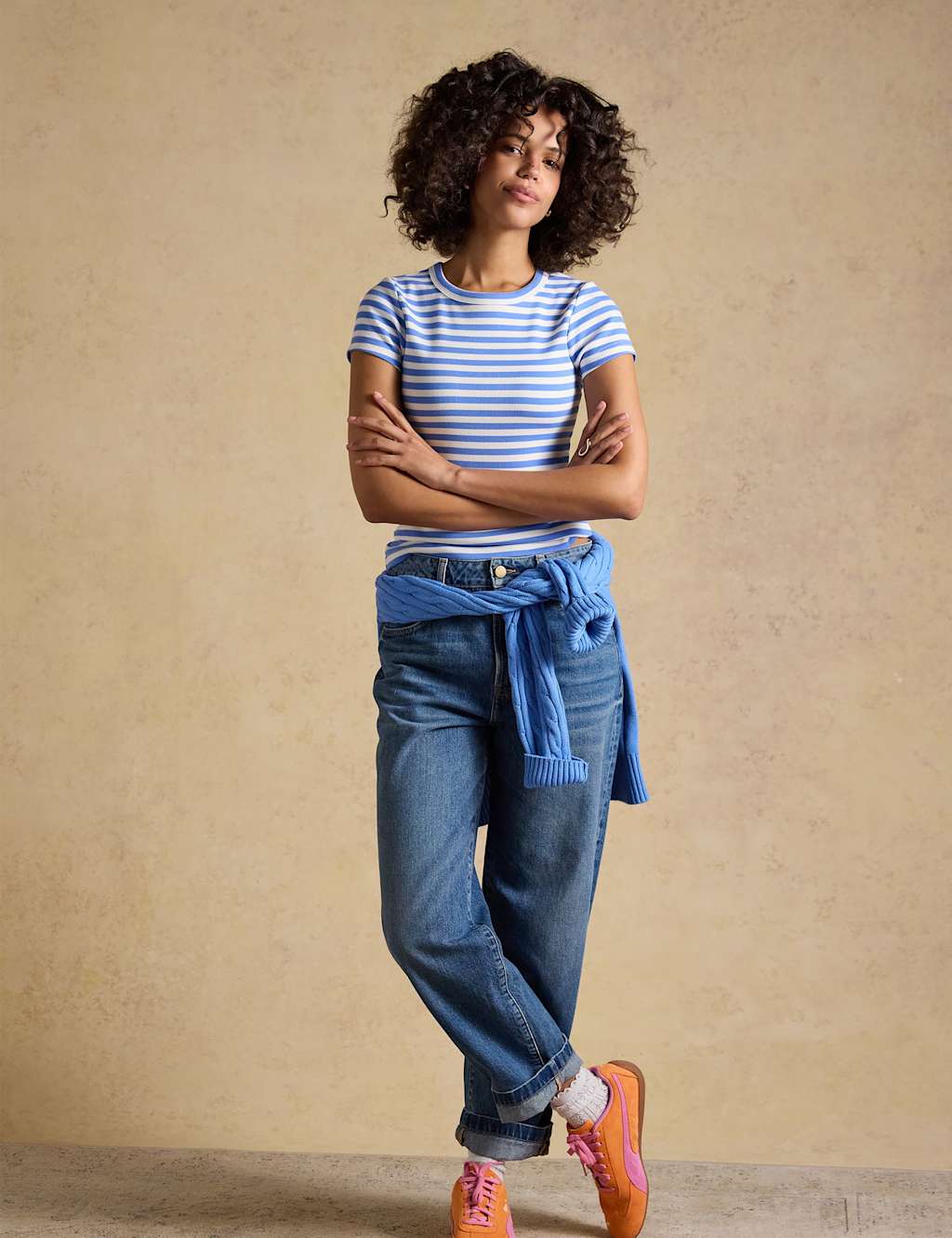 Joules Women's Cotton Rich Striped T-Shirt - 14 - Blue Mix - Available at M&S