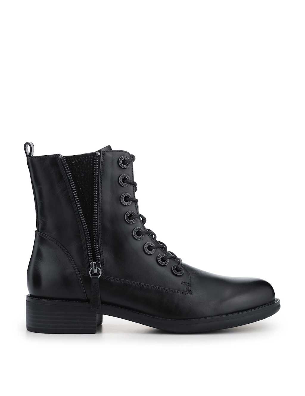 Jones Bootmaker Women's Leather Biker Ankle Boots - 5 - Black, Black