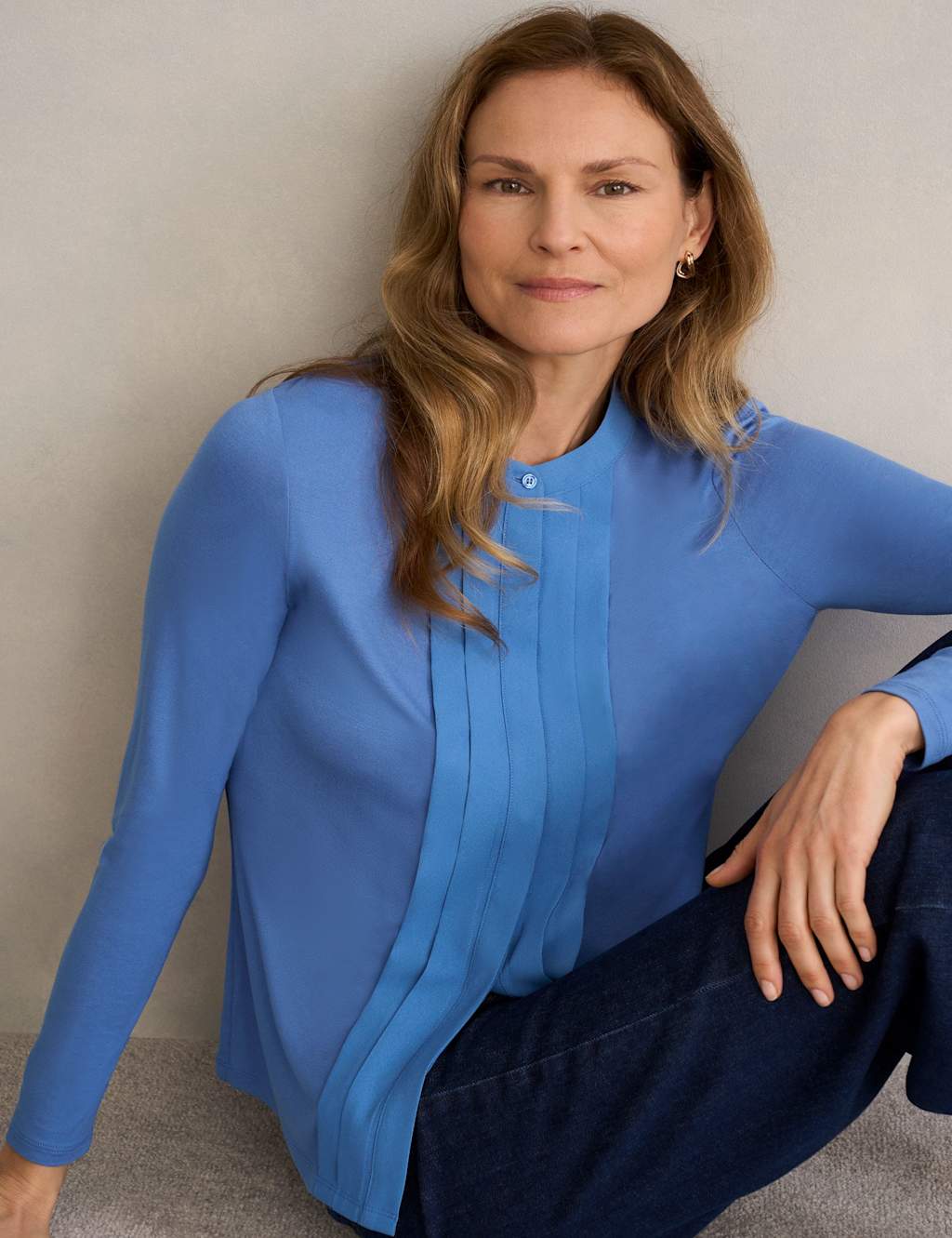 Hobbs Women's Crew Neck Blouse - Small - Blue - Available at M&S