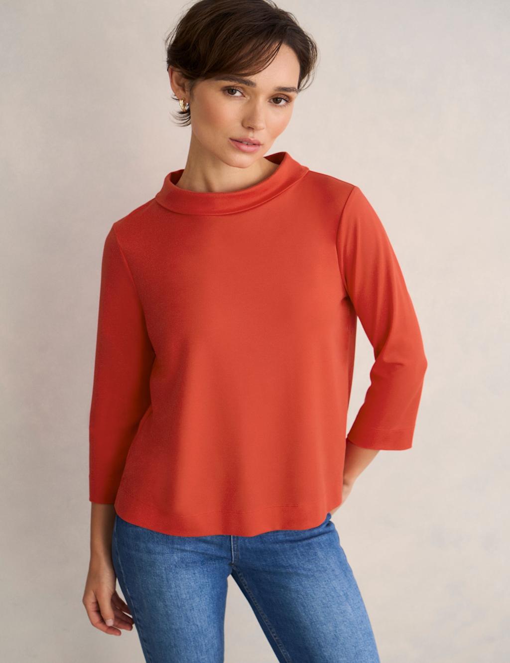 Hobbs Women's High Neck 3/4 Sleeve Top - Small - Red - Available at M&S
