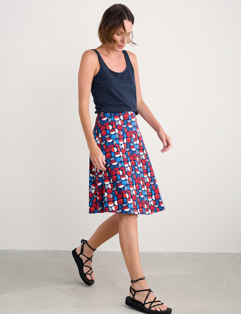 Cotton Rich Printed Knee Length Skirt