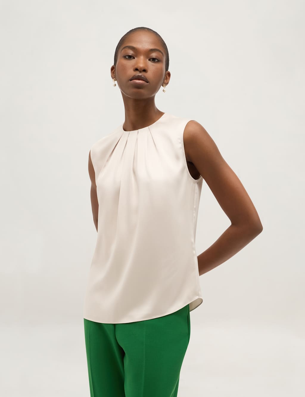Hobbs Women's Crew Neck Blouse - 8 - Beige - Available at M&S
