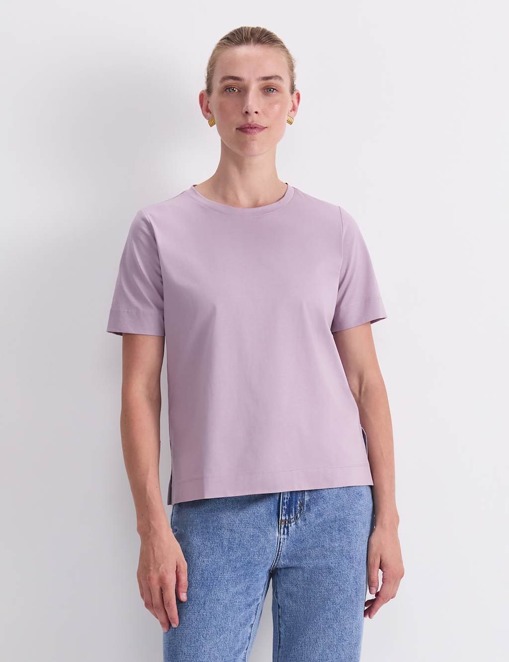 Sportscraft Women's Pure Cotton T-Shirt - Medium - Lilac - Available at M&S