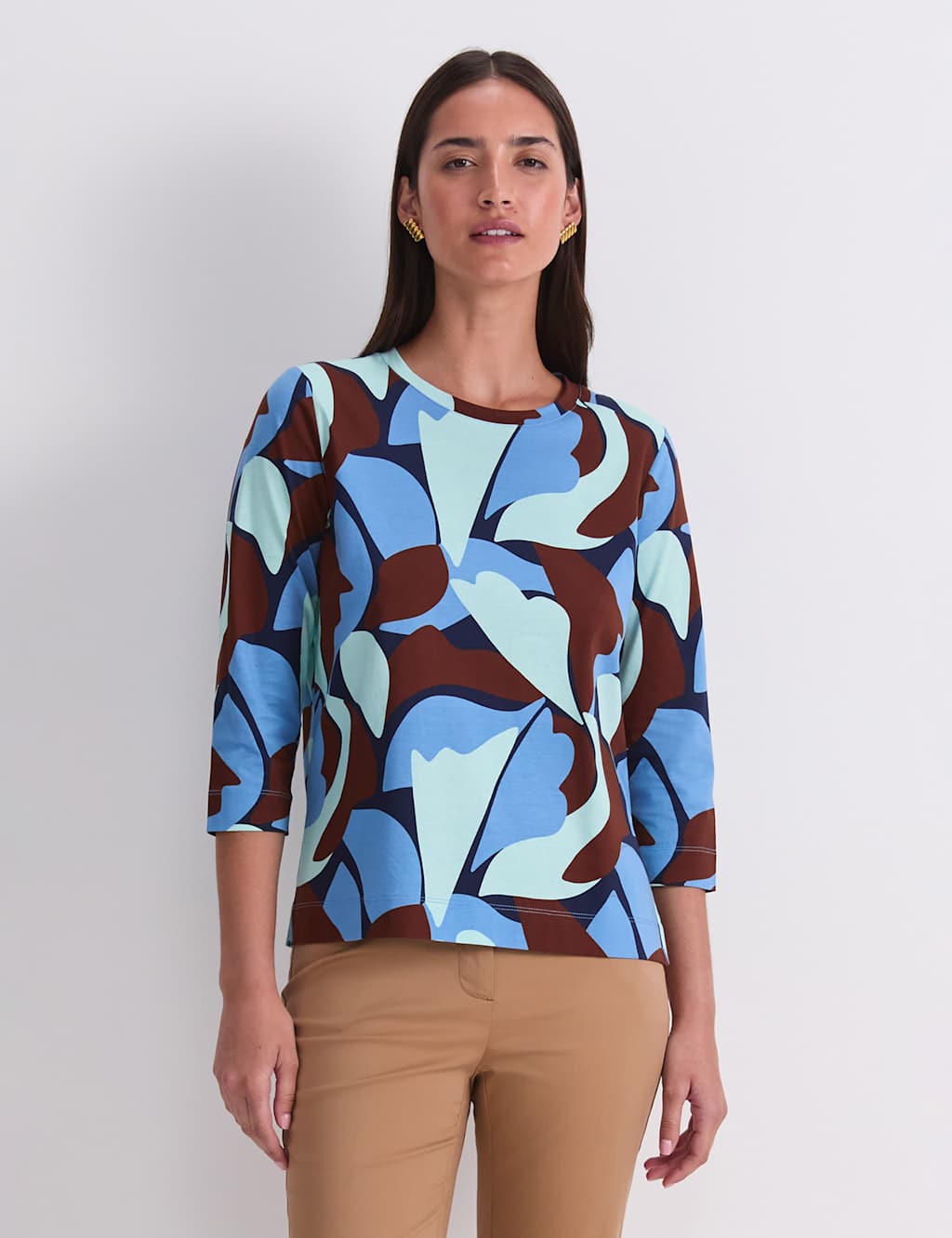Sportscraft Women's Pure Cotton Colour Block Top - Small - Multi - Available at M&S