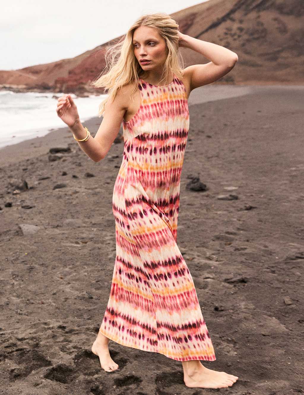 Ro&Zo Women's Tie Dye Round Neck Maxi Column dress - 14 - Pink Mix - Available at M&S