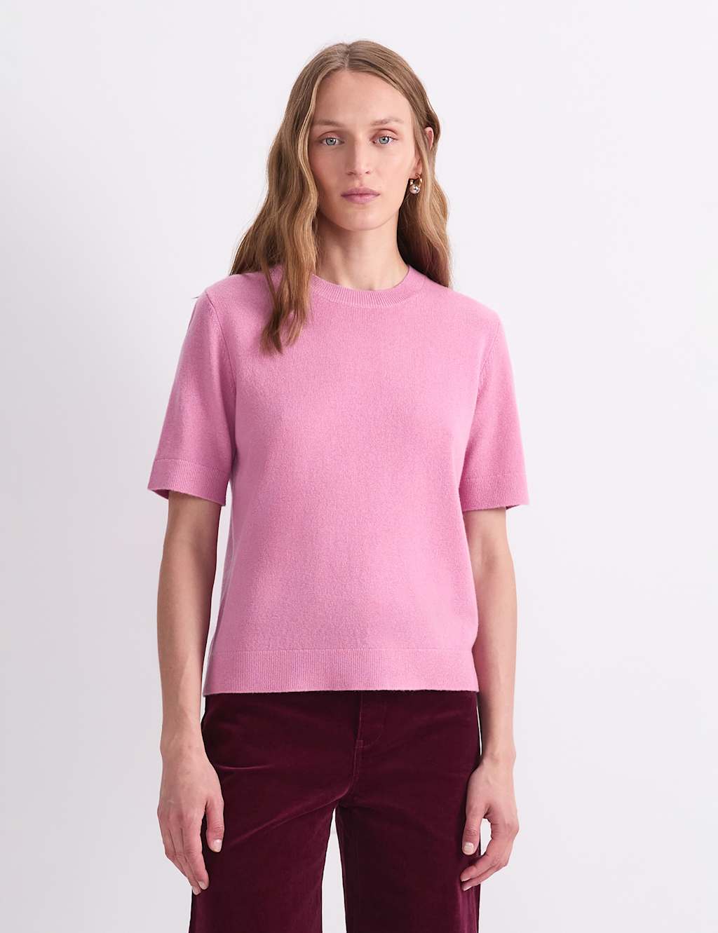 Sportscraft Women's Wool Rich Embellished Knitted Top - Small - Pink - Available at M&S