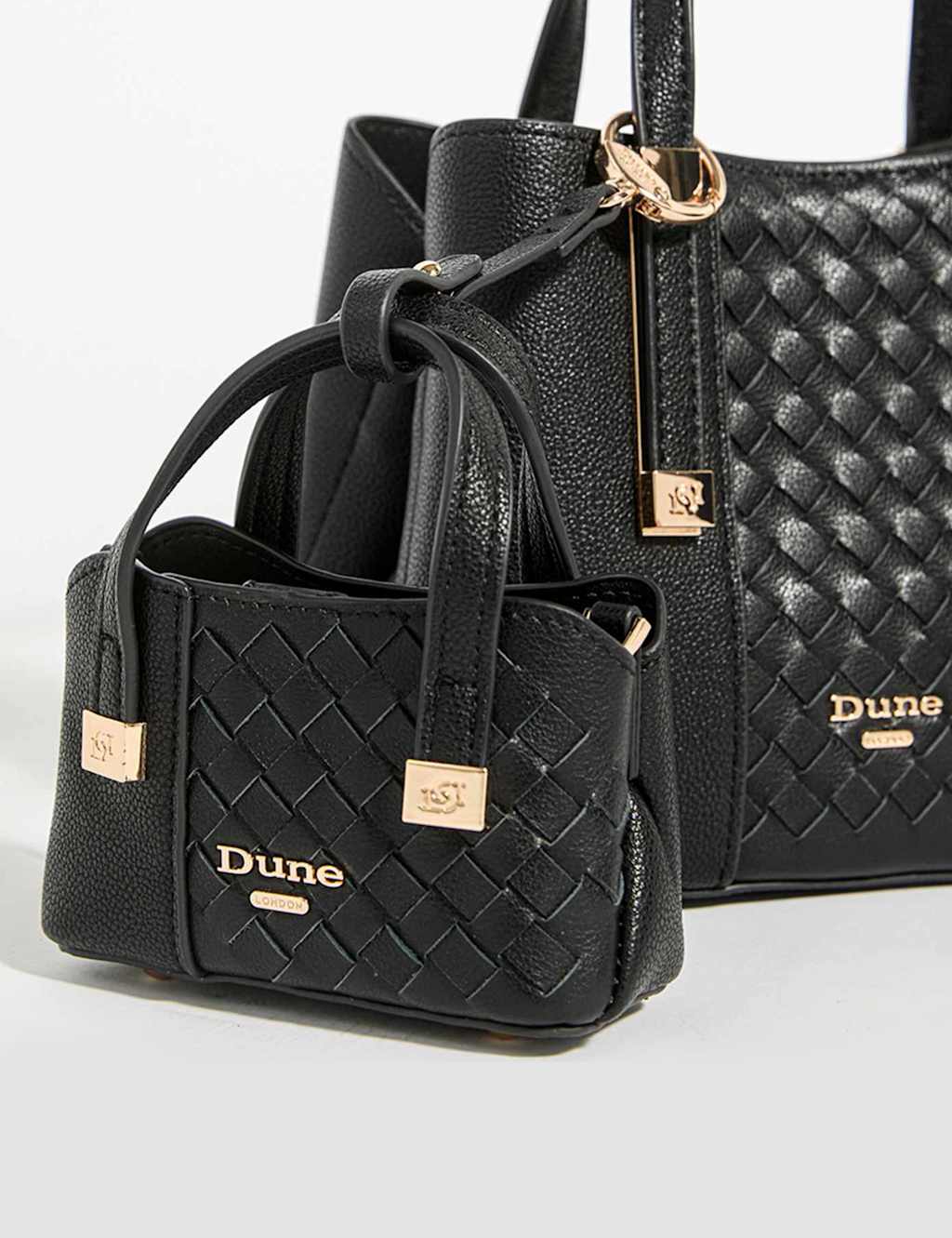Dune London Women's Faux Leather Woven Charm Tote Bag - Black - Available at M&S