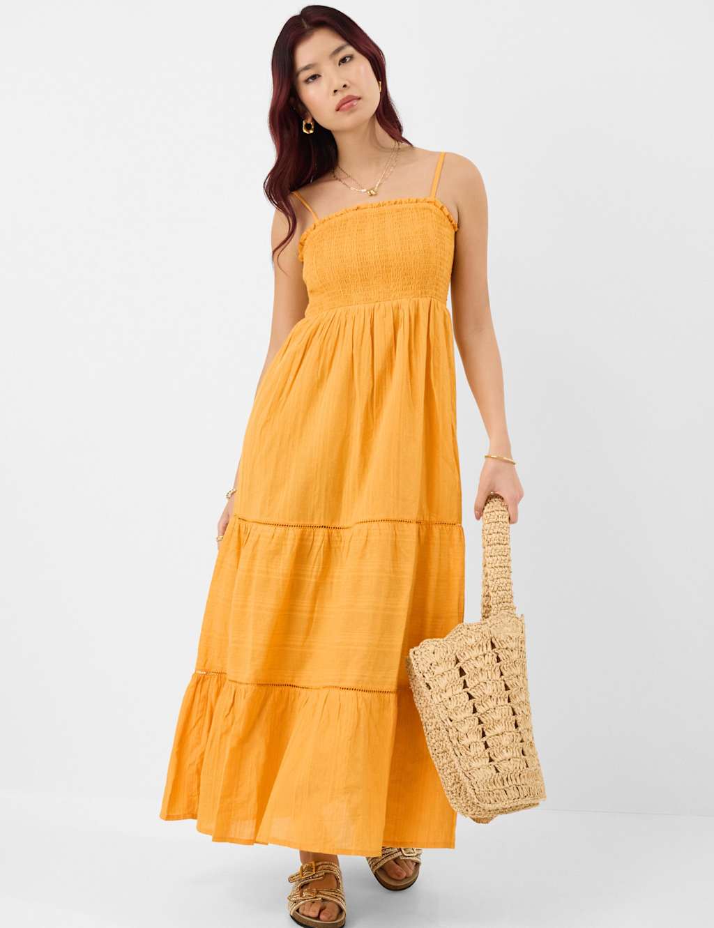Accessorize Women's Cotton Rich Maxi Smock Beach Dress - Medium - Gold - Available at M&S